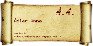Ádler Anna névjegykártya